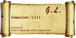 Gemeiner Lili névjegykártya